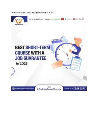 Find The Best Short-Term Course with 100% Job Placement | Academy Tax4wealth.