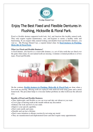 Get the Best Service of Flexible & Removable Dentures in Flushing, Hicksville & Floral park