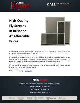 High-Quality Fly Screens In Brisbane At Affordable Prices