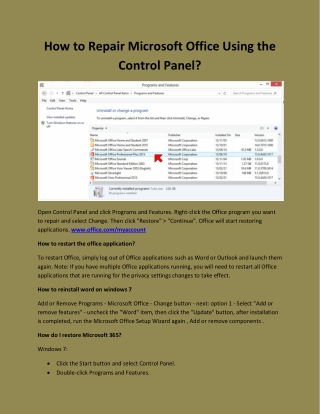 How to Repair Microsoft Office Using the Control Panel?