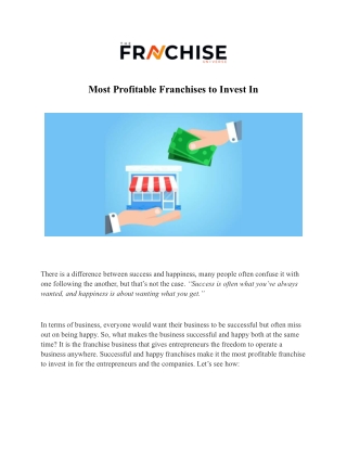 Most Profitable Franchises to Invest In