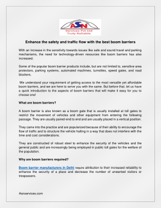 Enhance the safety and traffic flow with the best boom barriers
