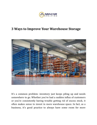 3 Ways to Improve Your Warehouse Storage