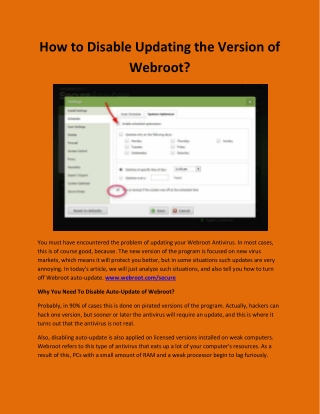 How to Disable Updating the Version of Webroot