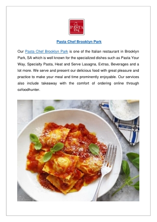 Up to 10% offer - Pasta Chef Brooklyn Park Menu