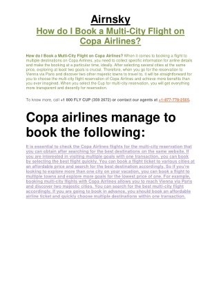 How do I Book a Multi-City Flight on Copa Airlines by www.airnsky.com