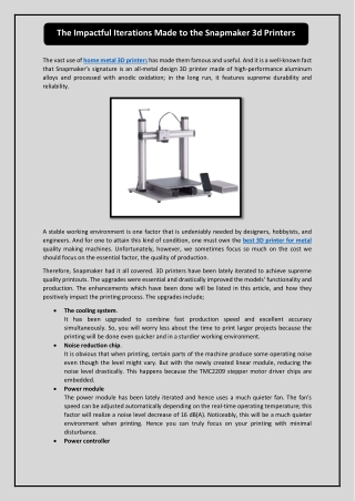 The Impactful Iterations Made to the Snapmaker 3d Printers