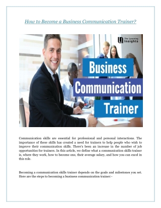 How to Become a Business Communication Trainer?