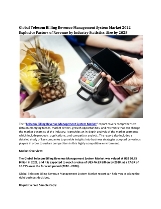 Global Telecom Billing Revenue Management System Market 2022 Explosive Factors