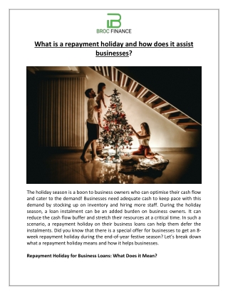 What is a Repayment Holiday and How Does It Assist Businesses?