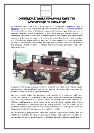 Conference Table Singapore Ease The Atmosphere Of Singapore