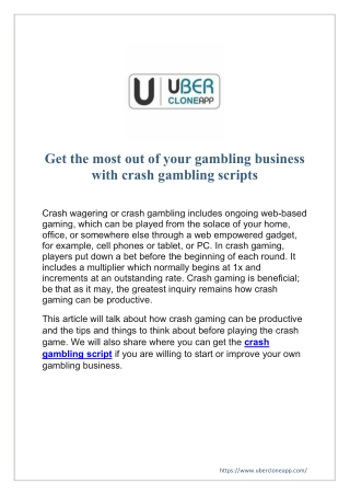 Get the most out of your gambling business with crash gambling scripts