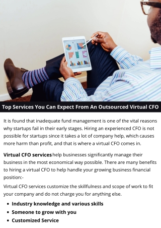 Top Services You Can Expect From An Outsourced Virtual CFO