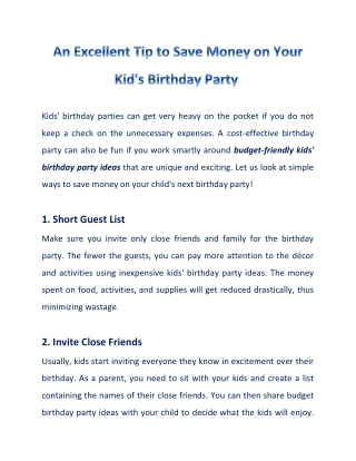 7 Budget Friendly Kids Birthday Party Ideas