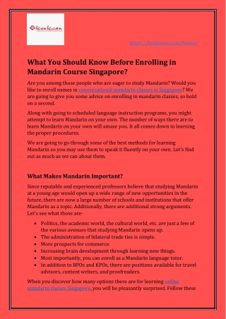 What You Should Know Before Enrolling in Mandarin Course Singapore?