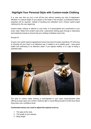 Highlight Your Personal Style with Custom-made Clothing