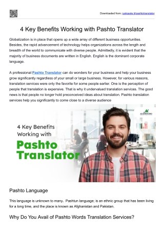 4 Key Benefits Working with Pashto Translator
