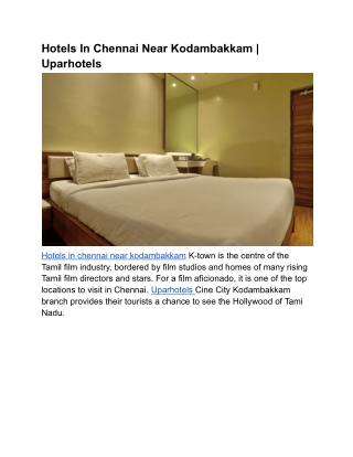 Hotels In Chennai Near Kodambakkam _ Uparhotels