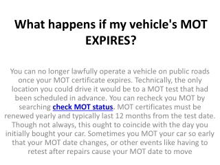What happens if my vehicle's MOT EXPIRES?