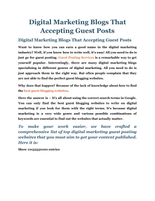 Digital Marketing Blogs That Accepting Guest Posts