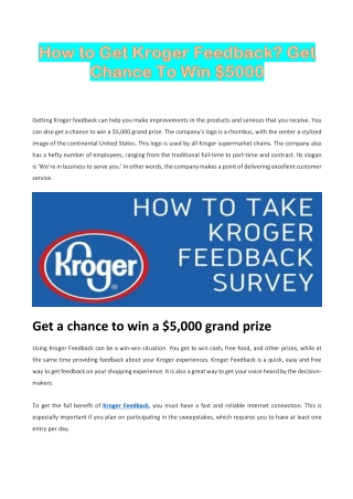 How to Get Kroger Feedback? Get Chance To Win $5000