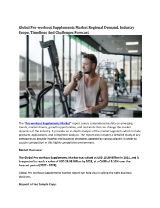 Global Pre-workout Supplements Market Regional Demand, Industry Scope, Timelines