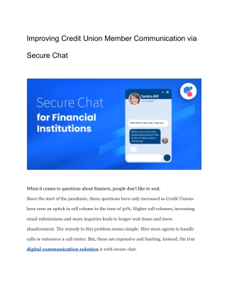 Improving Credit Union Member Communication via Secure Chat
