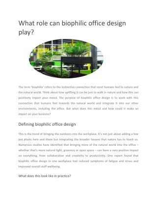 What role can biophilic office design play - MBM Omega