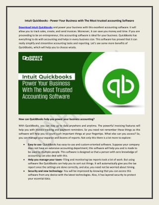 Intuit Quickbooks Download for PC