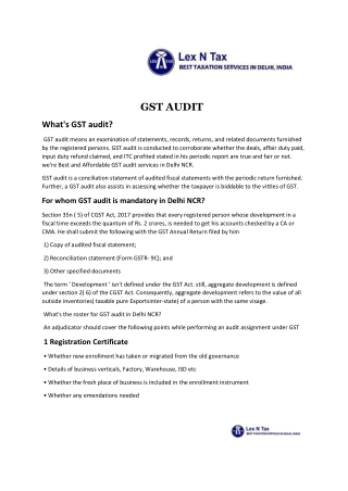 Best and Affordable GST Audit services in Delh (pdf -2)