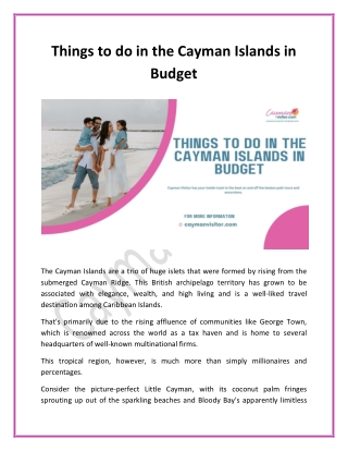 Things to do in the Cayman Islands in Budget