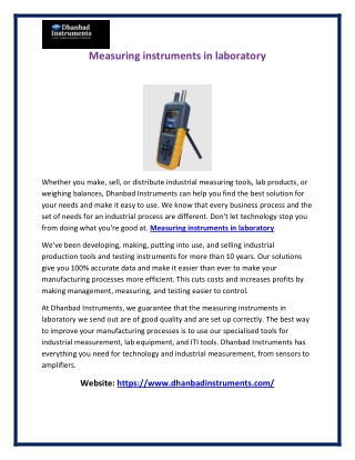 Measuring instruments in laboratory