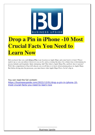Drop a Pin in iPhone -10 Most Crucial Facts You Need to Learn Now