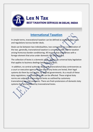 International Taxation Services