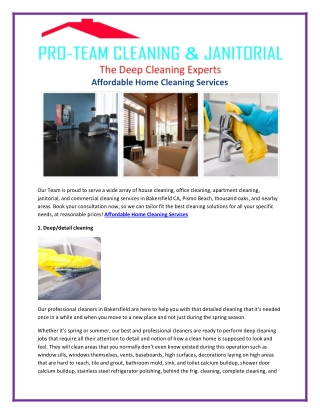 Affordable Home Cleaning Services