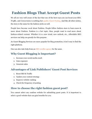 Fashion Blogs That Accept Guest Posts