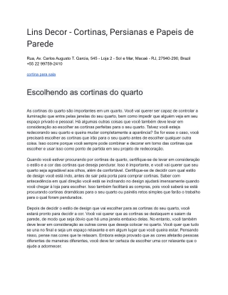 Lins Decor - Cortinas, Persianas e Papeis de Parede