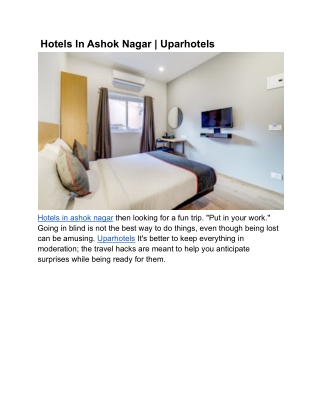 Hotels In Ashok Nagar _ Uparhotels
