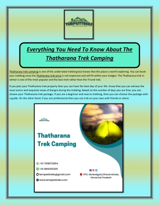 Everything You Need To Know About The Thatharana Trek Camping