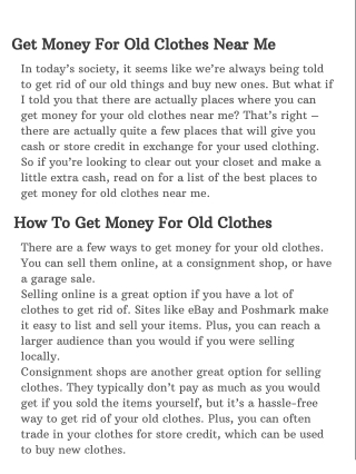 Get Money For Old Clothes Near Me