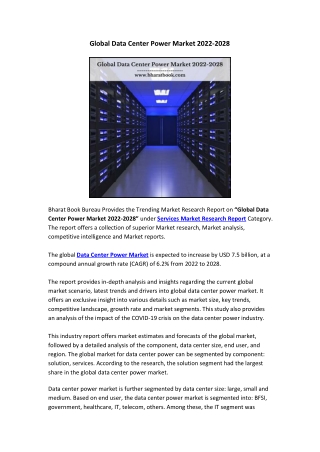 Global Data Center Power Market 2022-2028