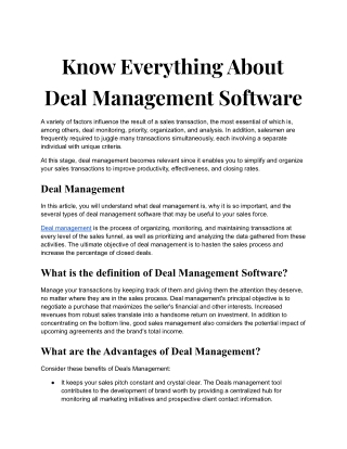 Know everything about deal management software