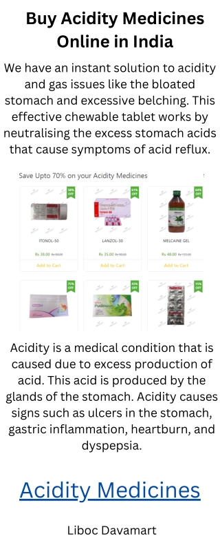 Buy Acidity Medicines Online in India