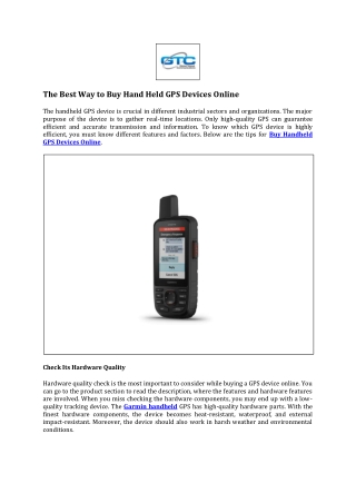 The Best Way to Buy Hand Held GPS Devices Online