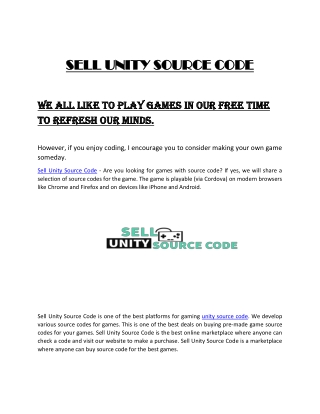 sell unity source code