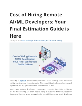 Cost of Hiring Remote AI/ML Developers: Your Final Estimation Guide is Here