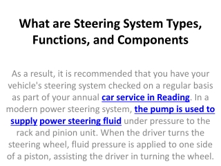 What are Steering System Types, Functions, and Components