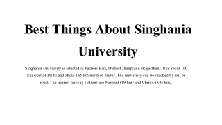 Best Things About Singhania University_