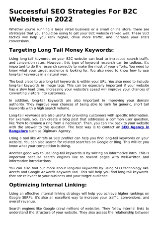 Successful SEO Strategies for B2C Websites in 2022.