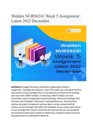 Walden NURS6241 Week 5 Assignment Latest 2022 December
